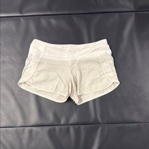 Lululemon Athletica White Athletic Shorts with Elastic Waistband and Cuffed Hem